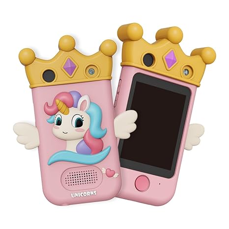 Kids Touchscreen Smartphone Toy with 2.8" Screen- 360 Degree Roatating 8MP Dual Camera- MP3 Music Player- in Built Games & Wallpapers- Pink Unicorn