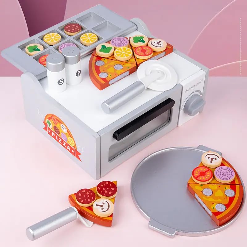 Wooden Toppings and Accessories Pizza Play Set with Oven