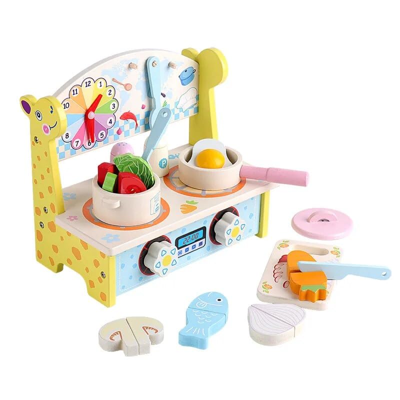 Wooden Pretend  Utensils Accessories Toy Kitchen Set