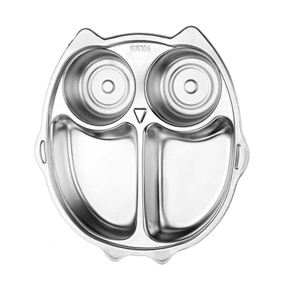 Owl Stainless Steel 4 Compartment Meal Plate for Kids