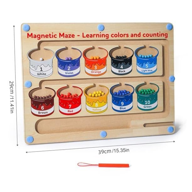 Paint Can Magnetic Color and Number Maze Board- Sorting & Fine Motor Skills Activity Toy for Kids