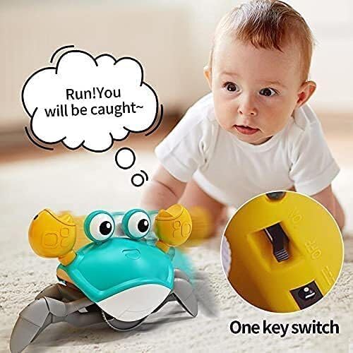 Crawling Crab Baby Toy - Tummy Time Sensory Toys with Music Sounds & Lights Interactive Birthday Gifts for Babies-Toddler