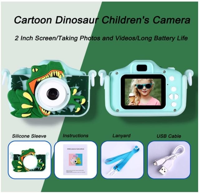 Digital Mini Camera Toys with Dinosaur Silicone Cover