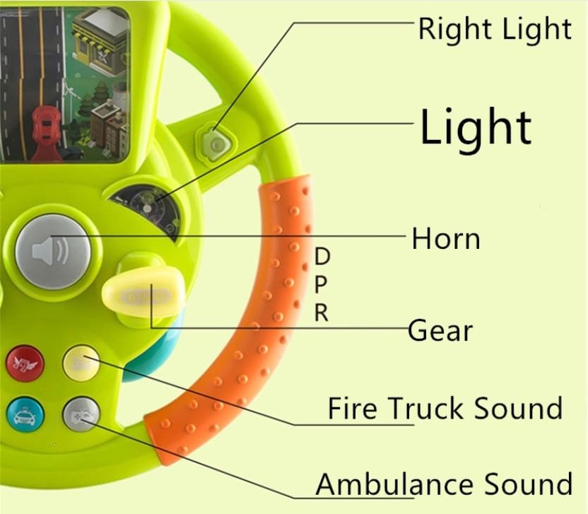 Steering Wheel Toy for Kids- Simulation Fun Driving Car Toy with Light & Different Play Mode