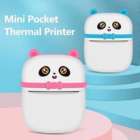 Mini Portable Pocket Printer with USB Cable- Inkless Instant Printing- Thermal Printer for Note/Photo Web Document Printing- Bluetooth Printer for Android or iOS APP- White & Pink