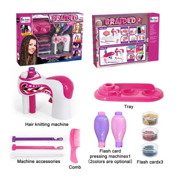 DIY Realistic Hair Brading Machine with Accessories for Girls- Automatic Rope Braiding Hair kit- Pretend Play Toy