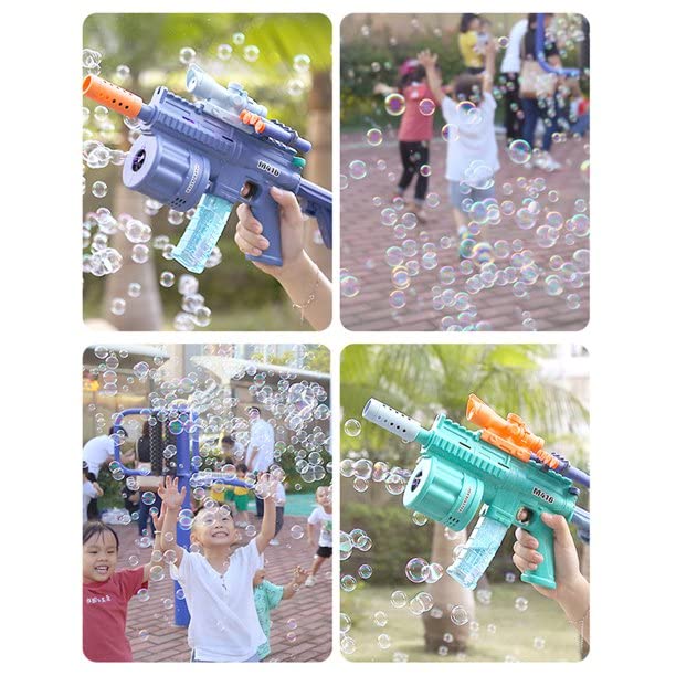 Bubble Gun with Soft Dart Blaster, 8 Music Tones & Light Bubble Blower with 2 Bottles of Bubble Solution (50ml), 8 Soft Bullets| 3 in 1 GunToy