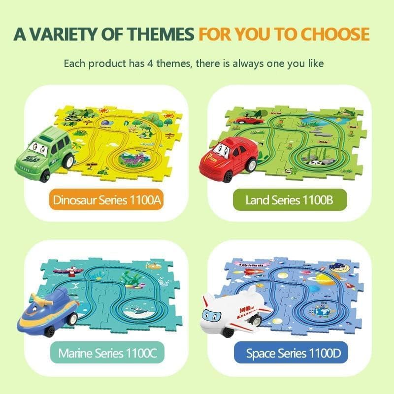 Car Puzzle Track Set for Kids with A Cute Vehicle that follows Track Path- Toy for Kids