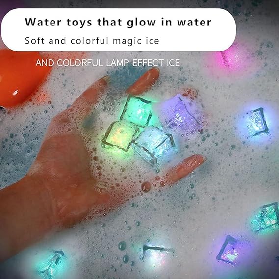 Light Ice Cube Bath Toy for Babies-Waterproof- Multicolour LED Lights to Make Bath time More fun-12Pcs