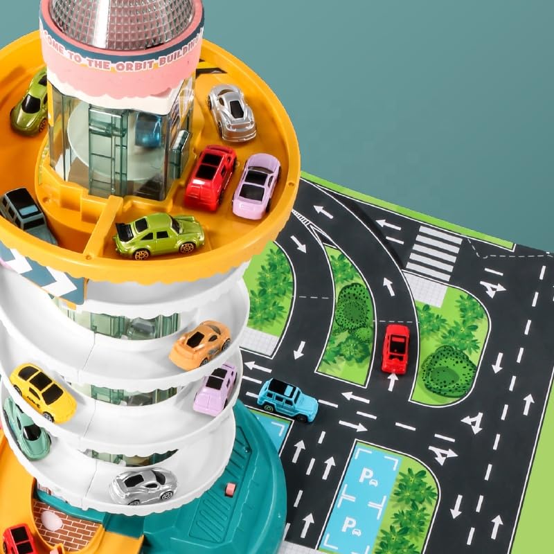 Skyscraper Tower Parking Lot Car Adventure Toy Set for Kids