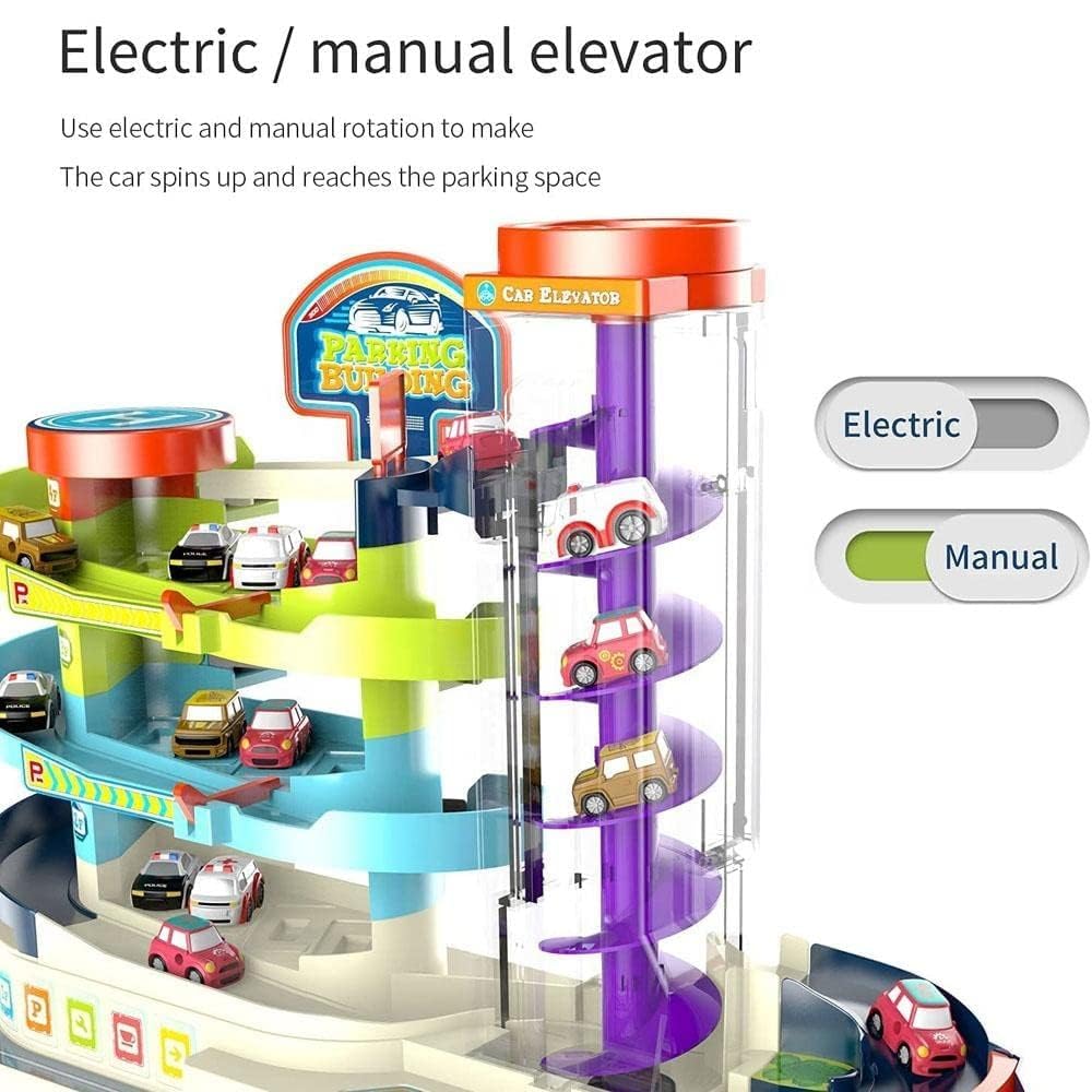 3 Level Race Track Toy -Light & Music Electric Parking Lot - Automatic & Manual