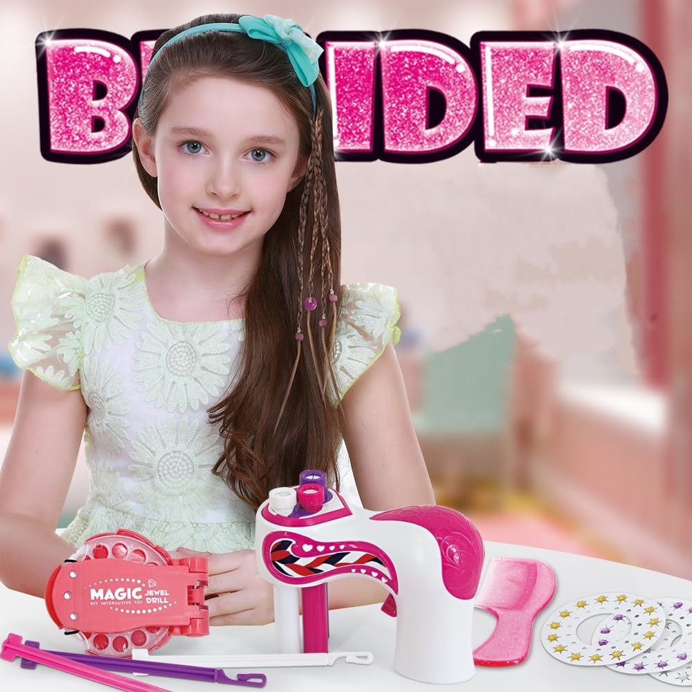 DIY Realistic Hair Brading Machine with Accessories for Girls- Automatic Rope Braiding Hair kit- Pretend Play Toy