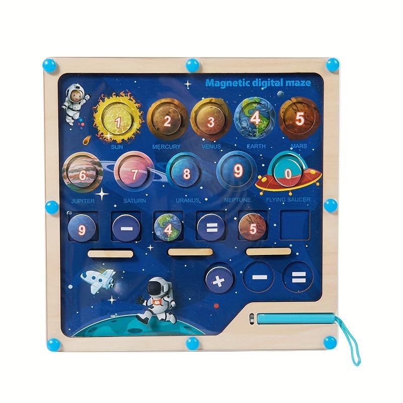 Solar Magnetic Color And Number Maze Board- Fine Motor Skill toy For Toddlers