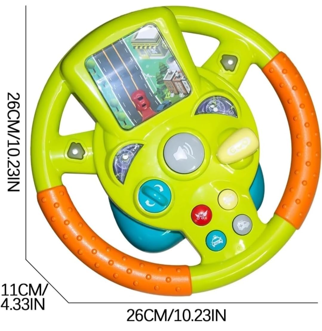 Steering Wheel Toy for Kids- Simulation Fun Driving Car Toy with Light & Different Play Mode