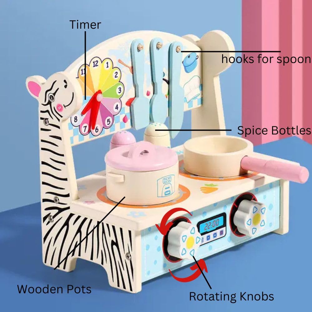 Wooden Pretend  Utensils Accessories Toy Kitchen Set