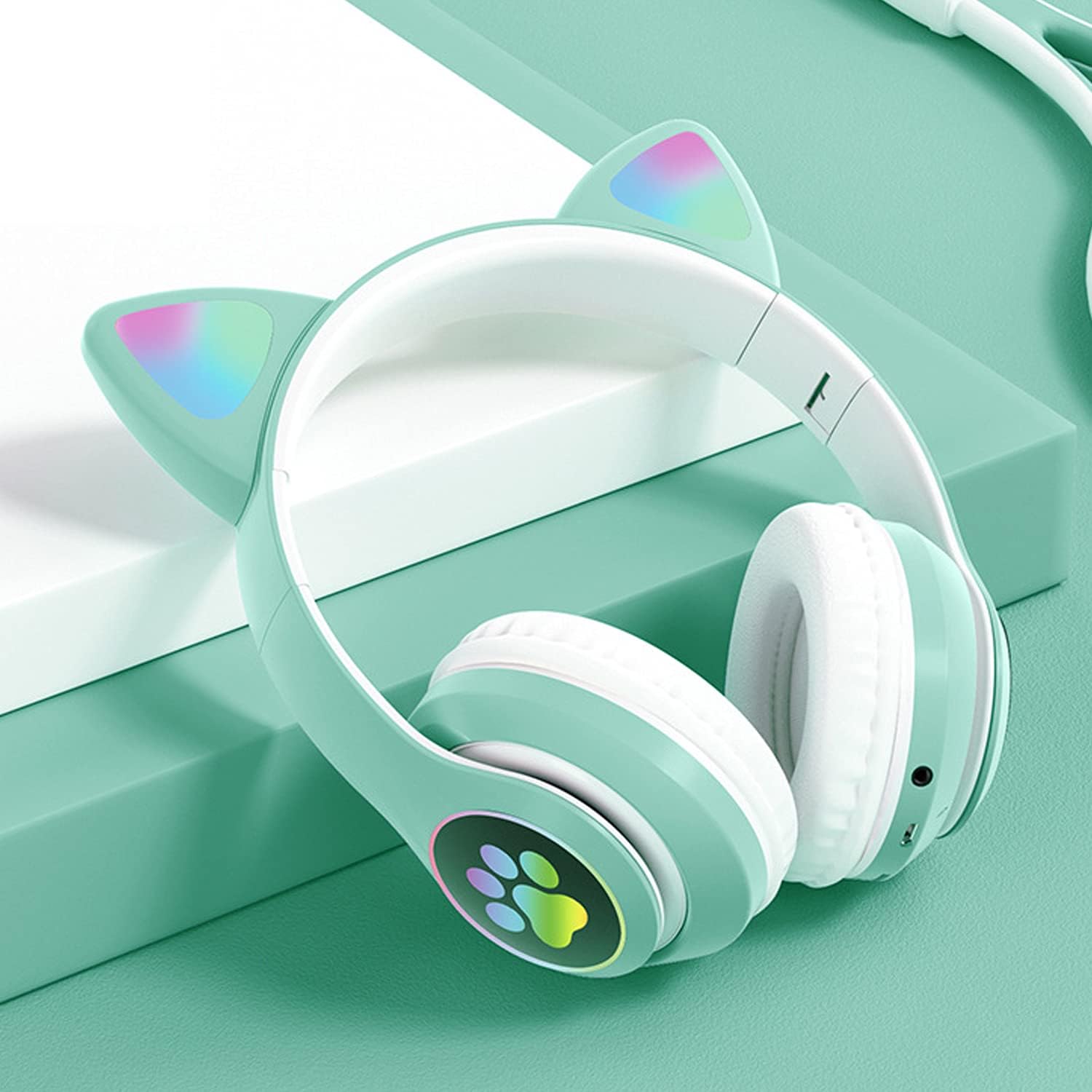 Cute Cat Ear Wireless Headphones- LED Lights, Noise Cancelling & Bluetooth 5.0