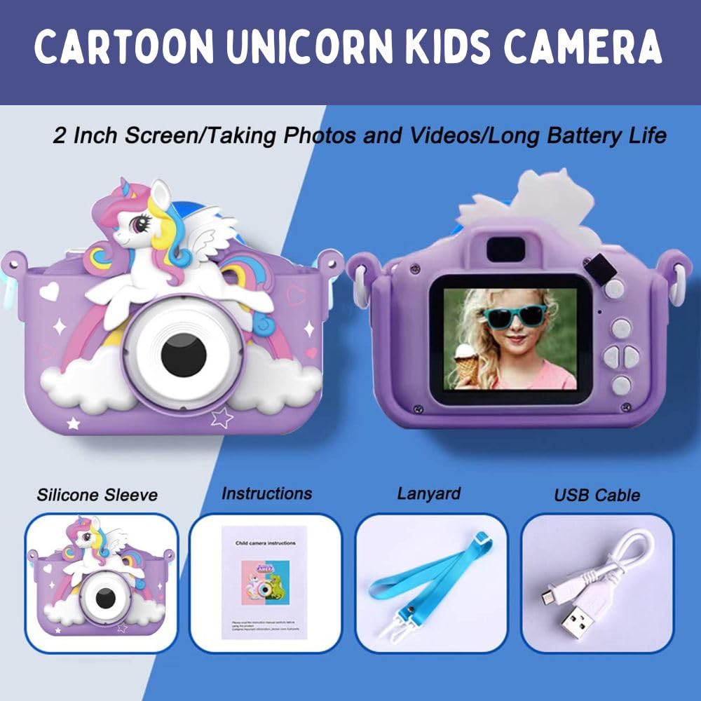 Digital Mini Camera Toys with Unicorn Silicone Cover