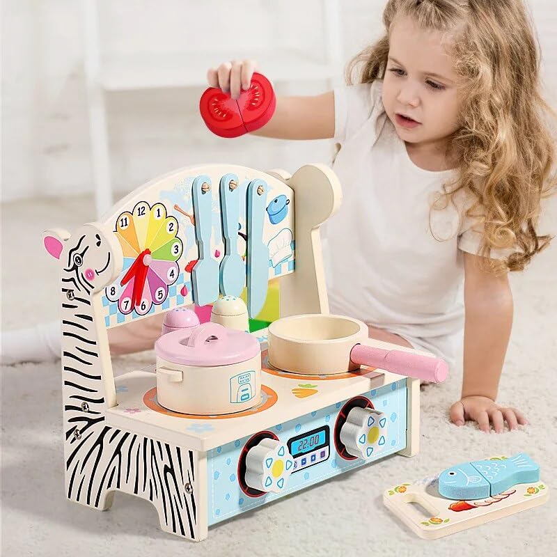 Wooden Pretend  Utensils Accessories Toy Kitchen Set