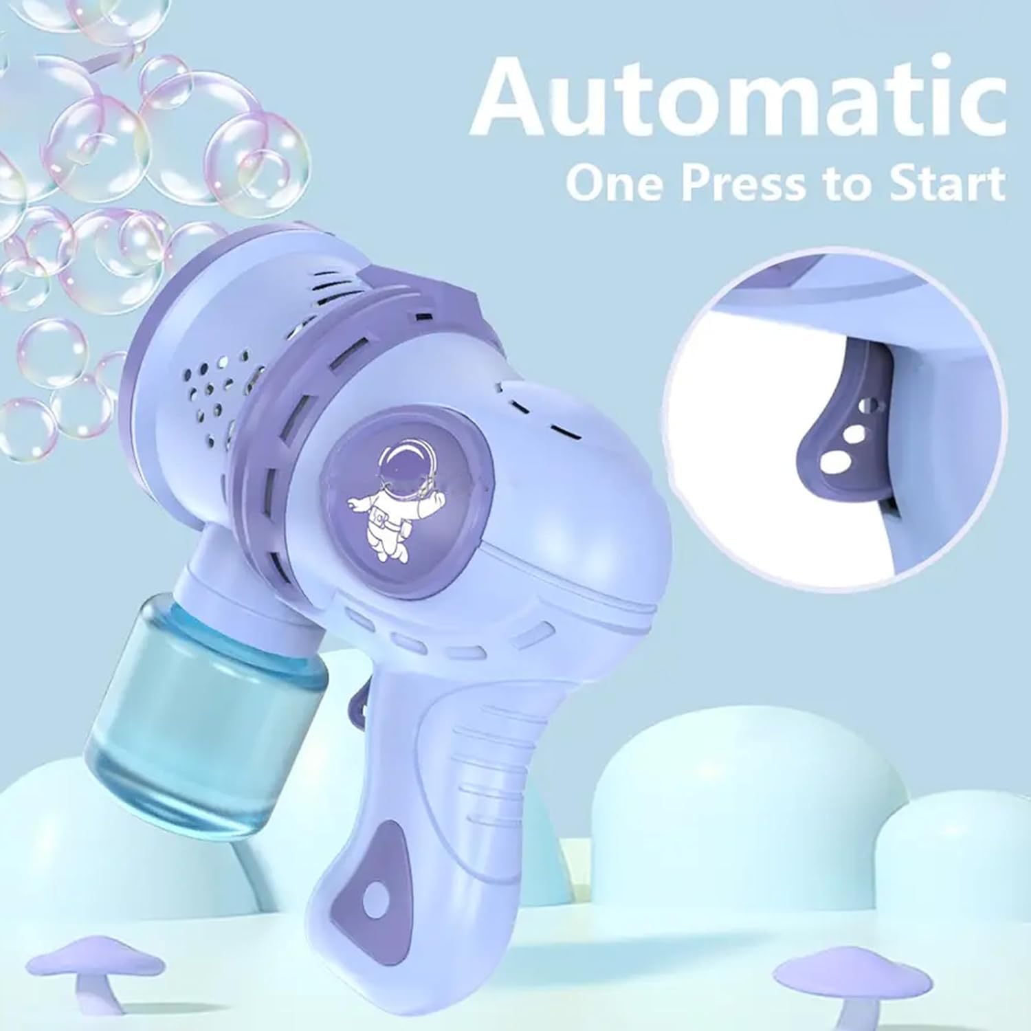 Automatic Space Bubble Gun Toy with Light and Bubble Solution- Leak Proof