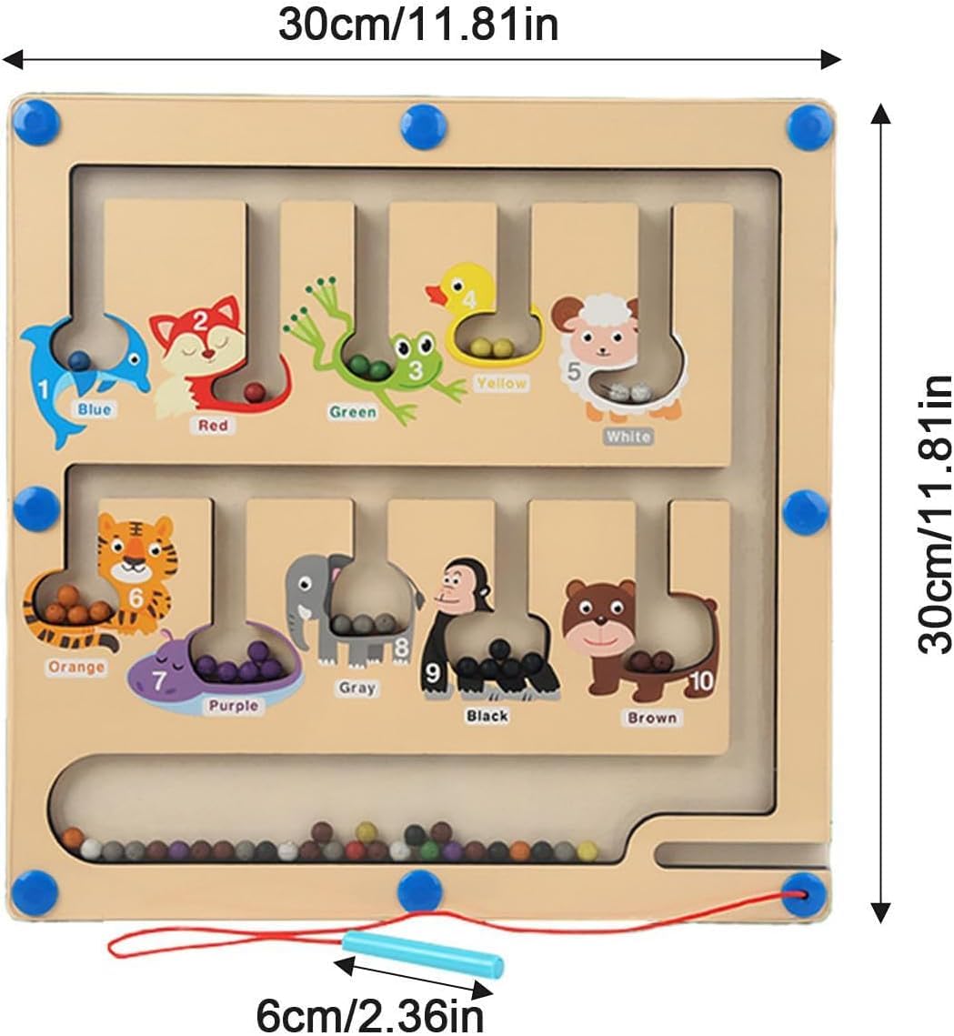 Magnetic Color and Number Maze Board Puzzle-Counting, Matching and Fine Motor Skills