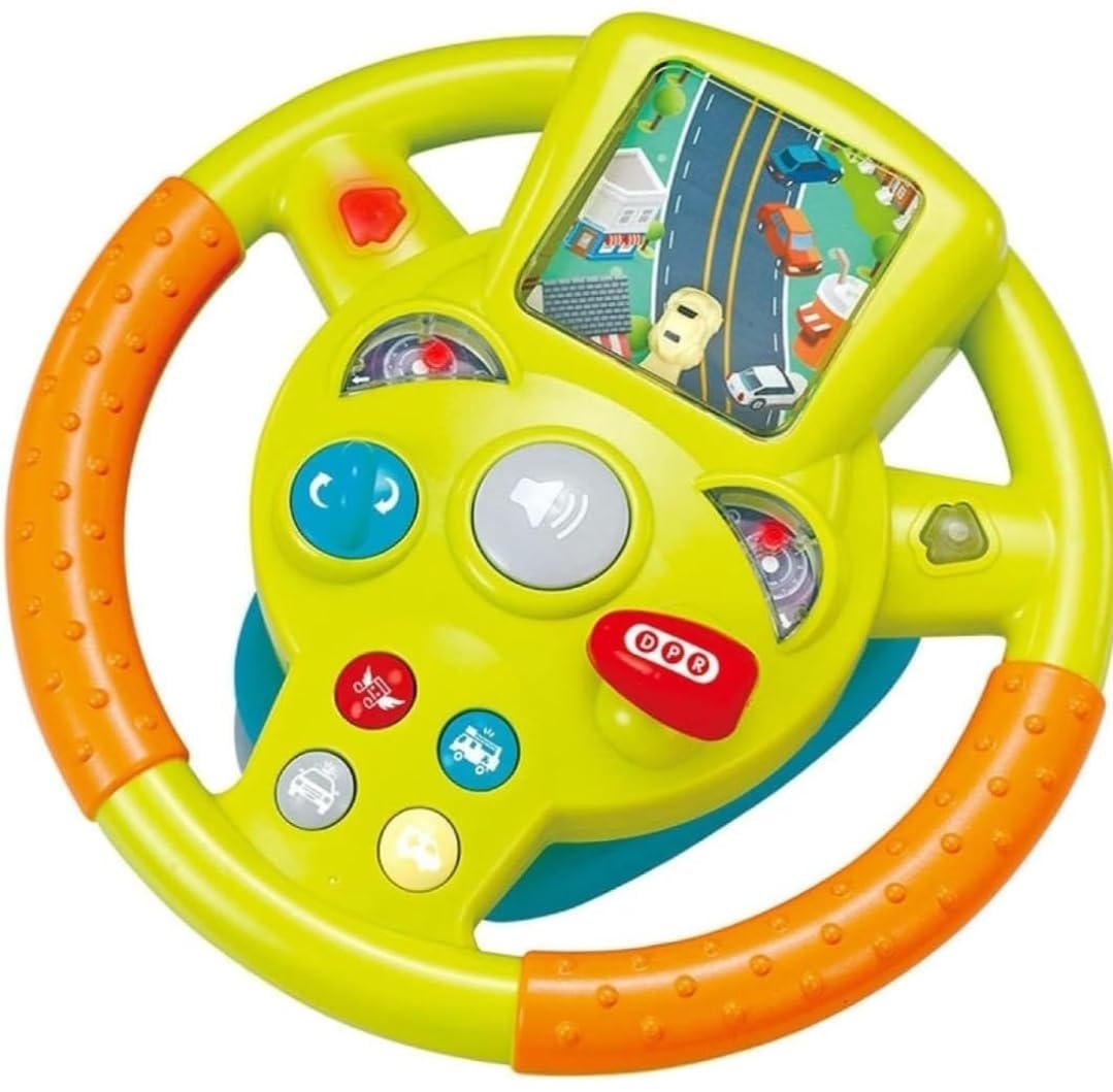 Steering Wheel Toy for Kids- Simulation Fun Driving Car Toy with Light & Different Play Mode