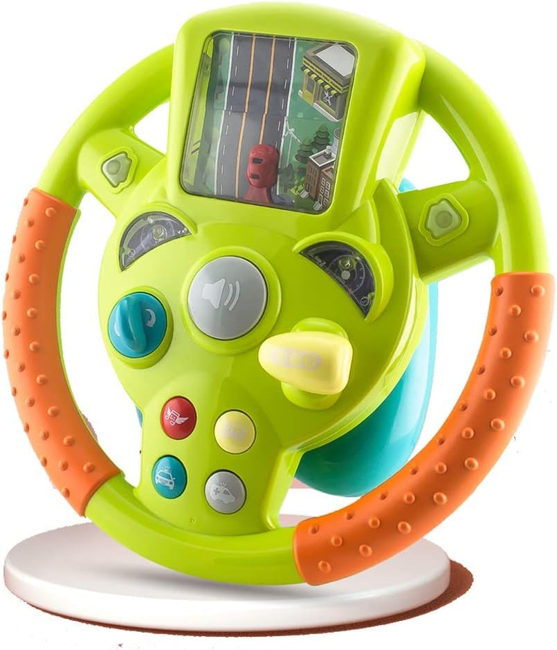 Steering Wheel Toy for Kids- Simulation Fun Driving Car Toy with Light & Different Play Mode