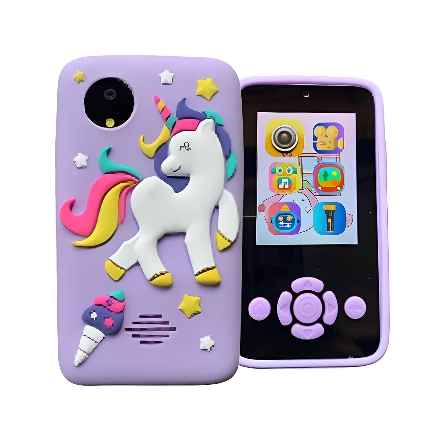 Kids Unicorn Smartphone Toy with MP3 Music Player- Dual Camera for Selfies- in Built Games 2.4" Screen 8MP Camera- Purple