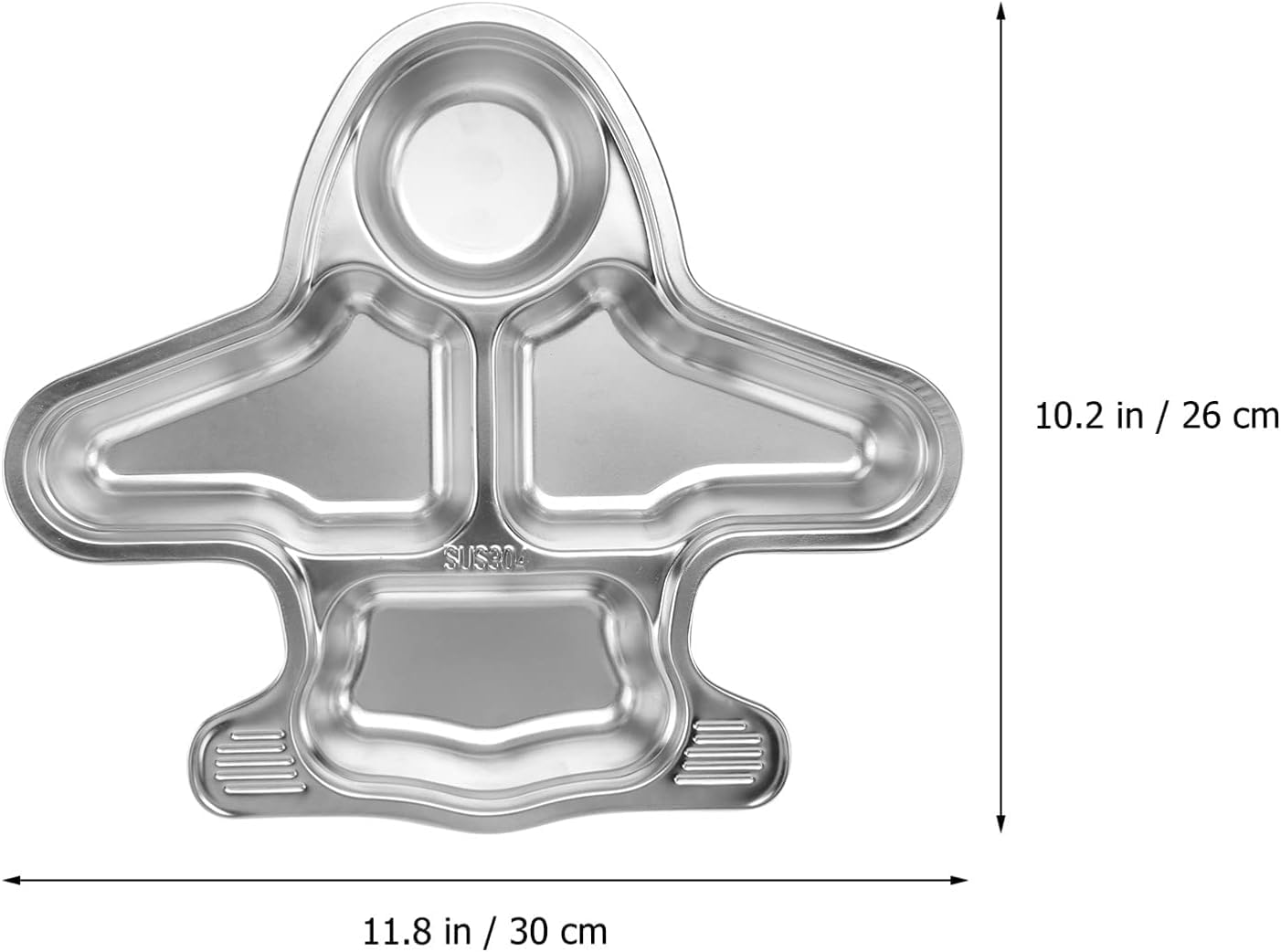 Aeroplane Stainless Steel 4 Compartment Meal Plate for Kids