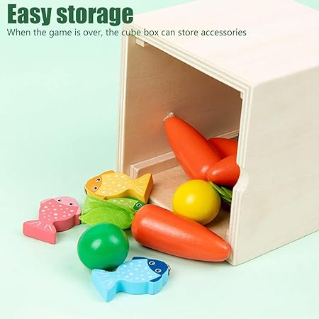 5-in-1 Wooden Educational Toys - Carrot Harvest- Fishing- Shape sorter- Pounding Game