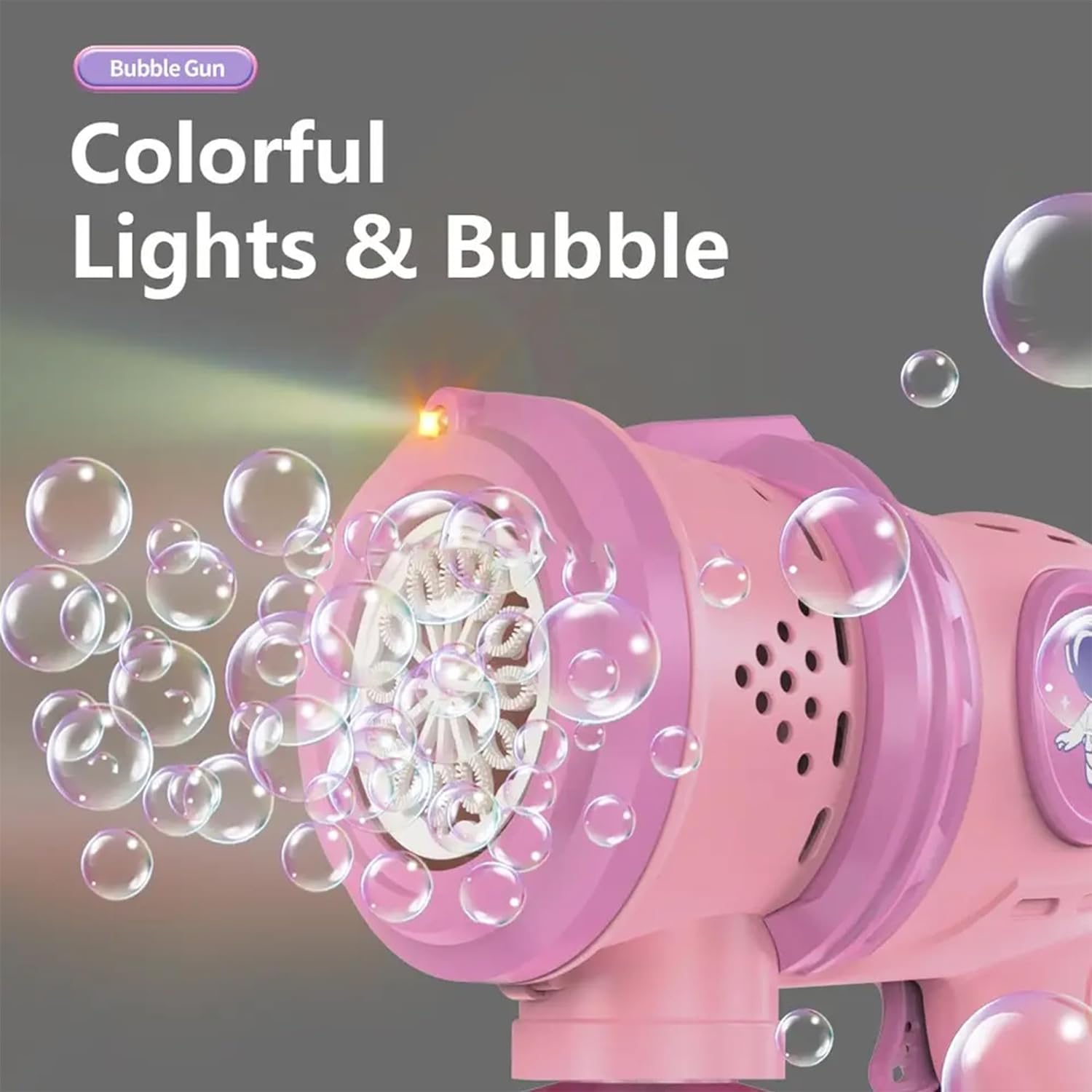 Automatic Space Bubble Gun Toy with Light and Bubble Solution- Leak Proof