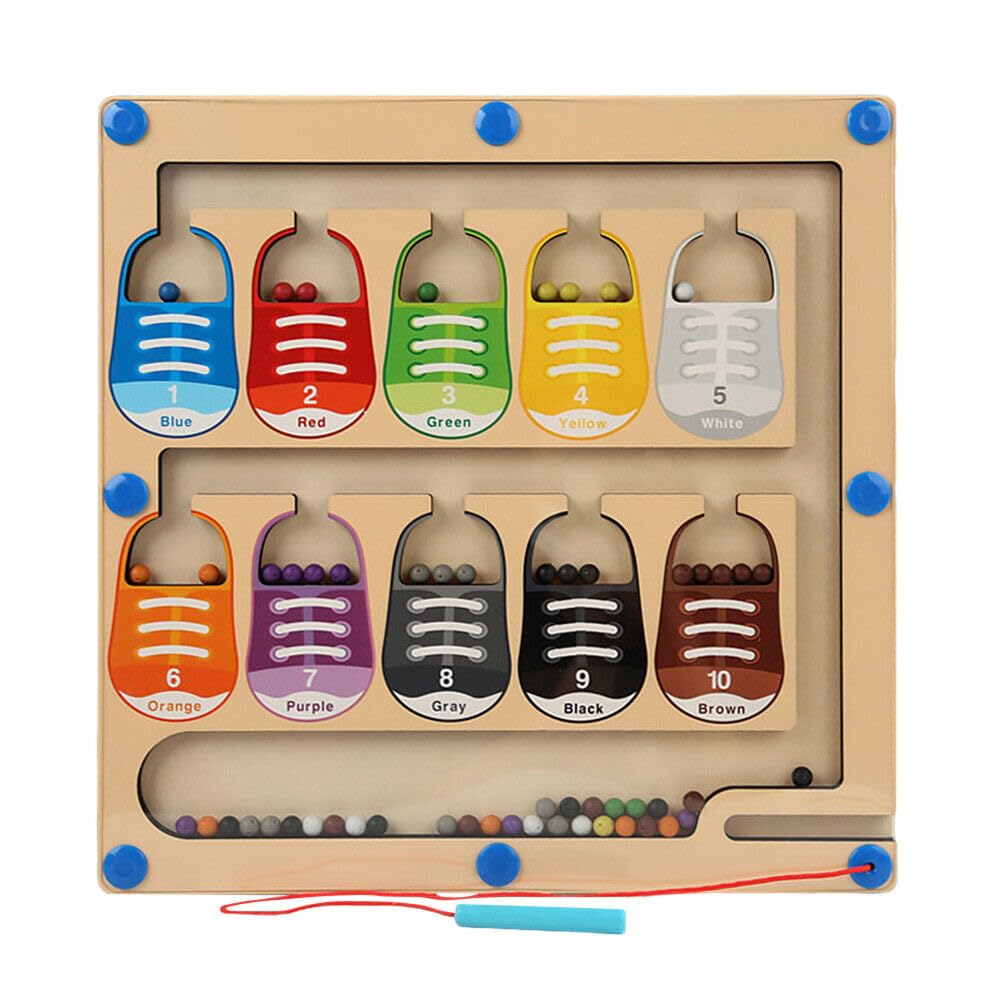 Magnetic Color and Number Maze Board Puzzle-Counting, Matching and Fine Motor Skills