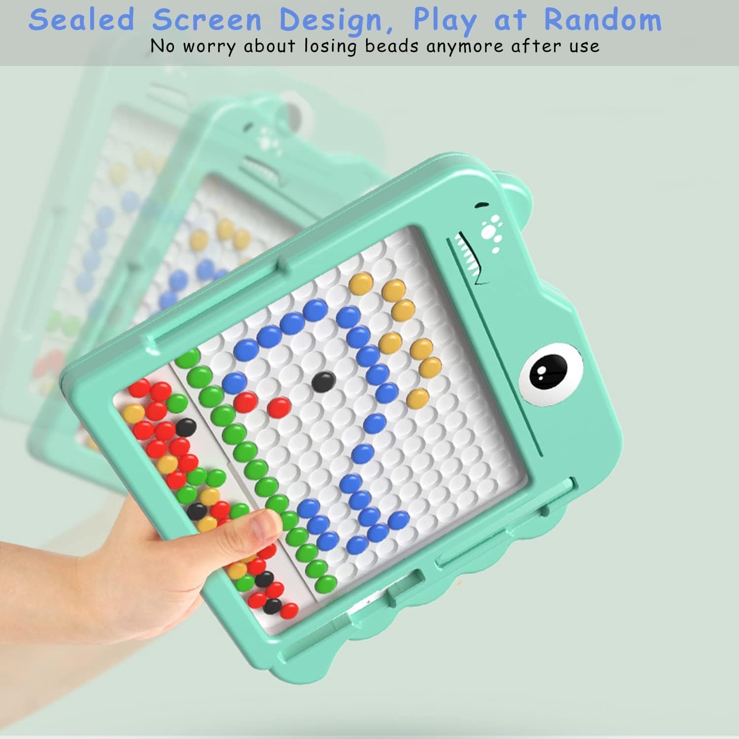 Magnetic Dot Board with 106 Beads- 2 Magnetic Pens- 10 Double Sided Pattern Cards - Children Pattern Board for Early Learning- Travel Games for3-6 Years