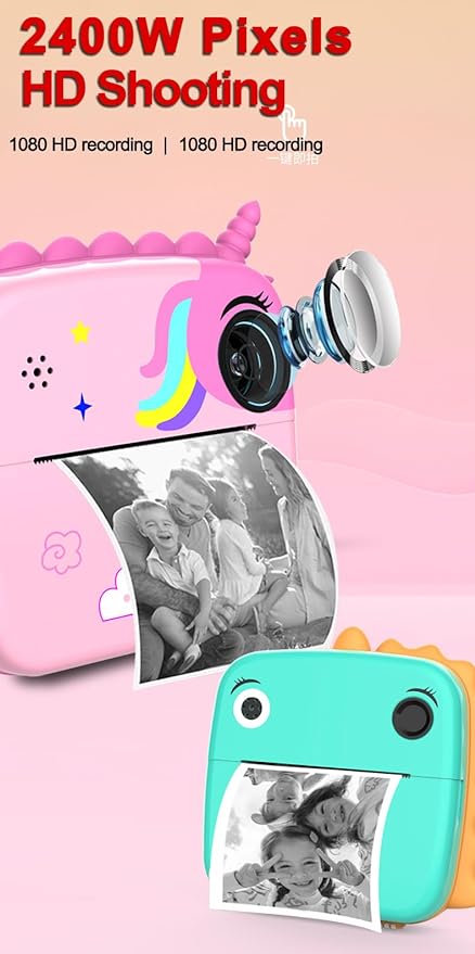 Kids Instant Print Camera, Selfie Digital Camera for Kids with Thermal Paper-DIY Projects