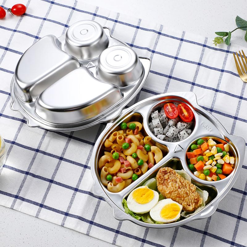 Owl Stainless Steel 4 Compartment Meal Plate for Kids