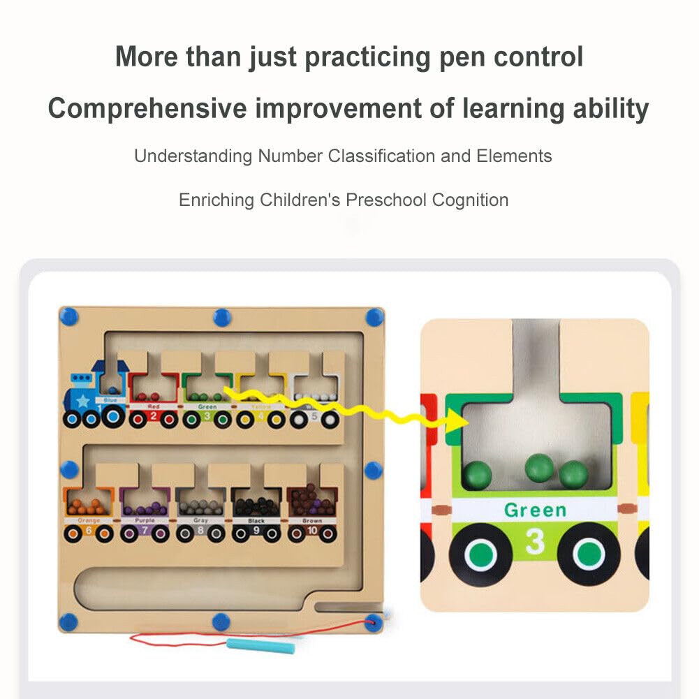 Magnetic Color and Number Maze Board Puzzle-Counting, Matching and Fine Motor Skills