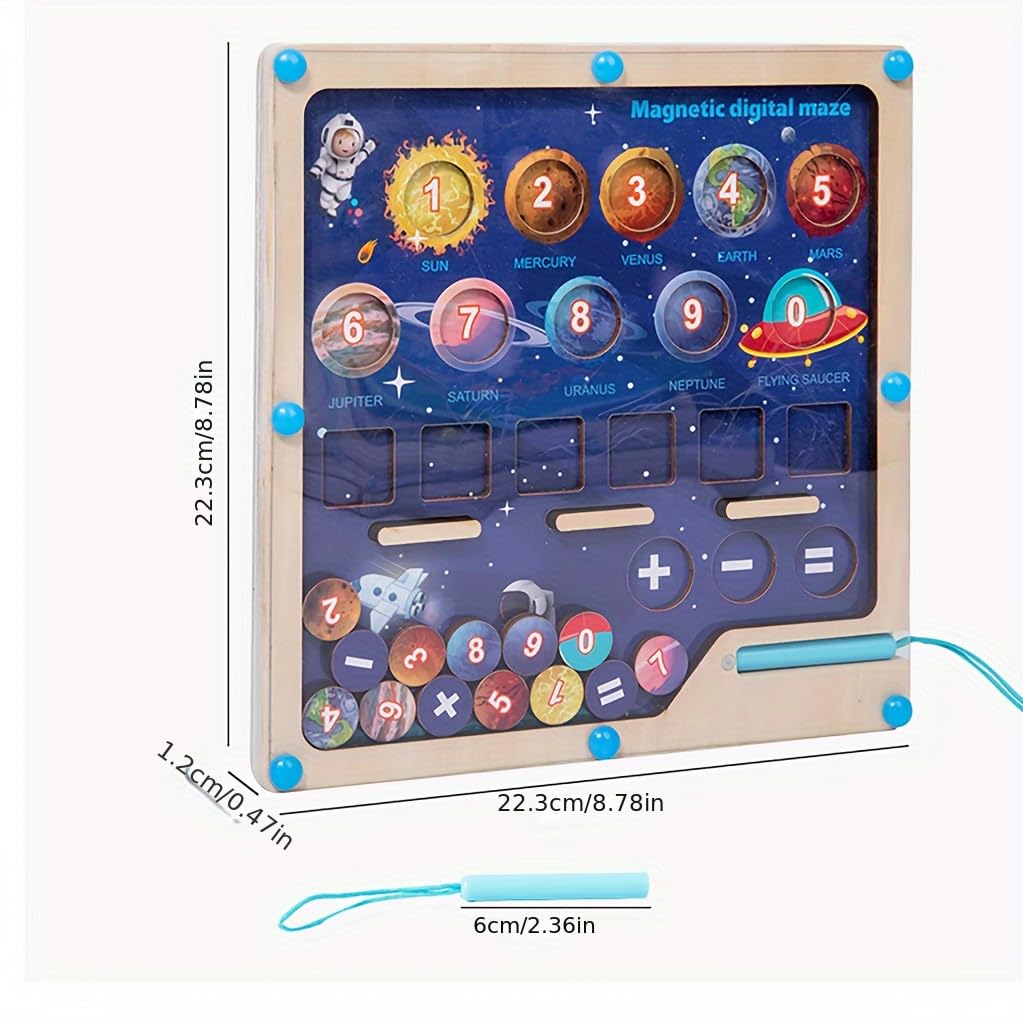 Solar Magnetic Color And Number Maze Board- Fine Motor Skill toy For Toddlers