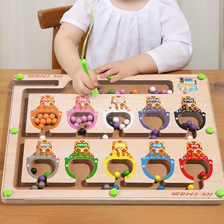 Ice Cream Magnetic Color and Number Maze Board- Sorting & Fine Motor Skills Activity Toy for Kids