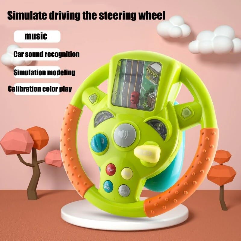 Steering Wheel Toy for Kids- Simulation Fun Driving Car Toy with Light & Different Play Mode