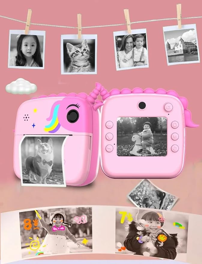 Kids Instant Print Camera, Selfie Digital Camera for Kids with Thermal Paper-DIY Projects