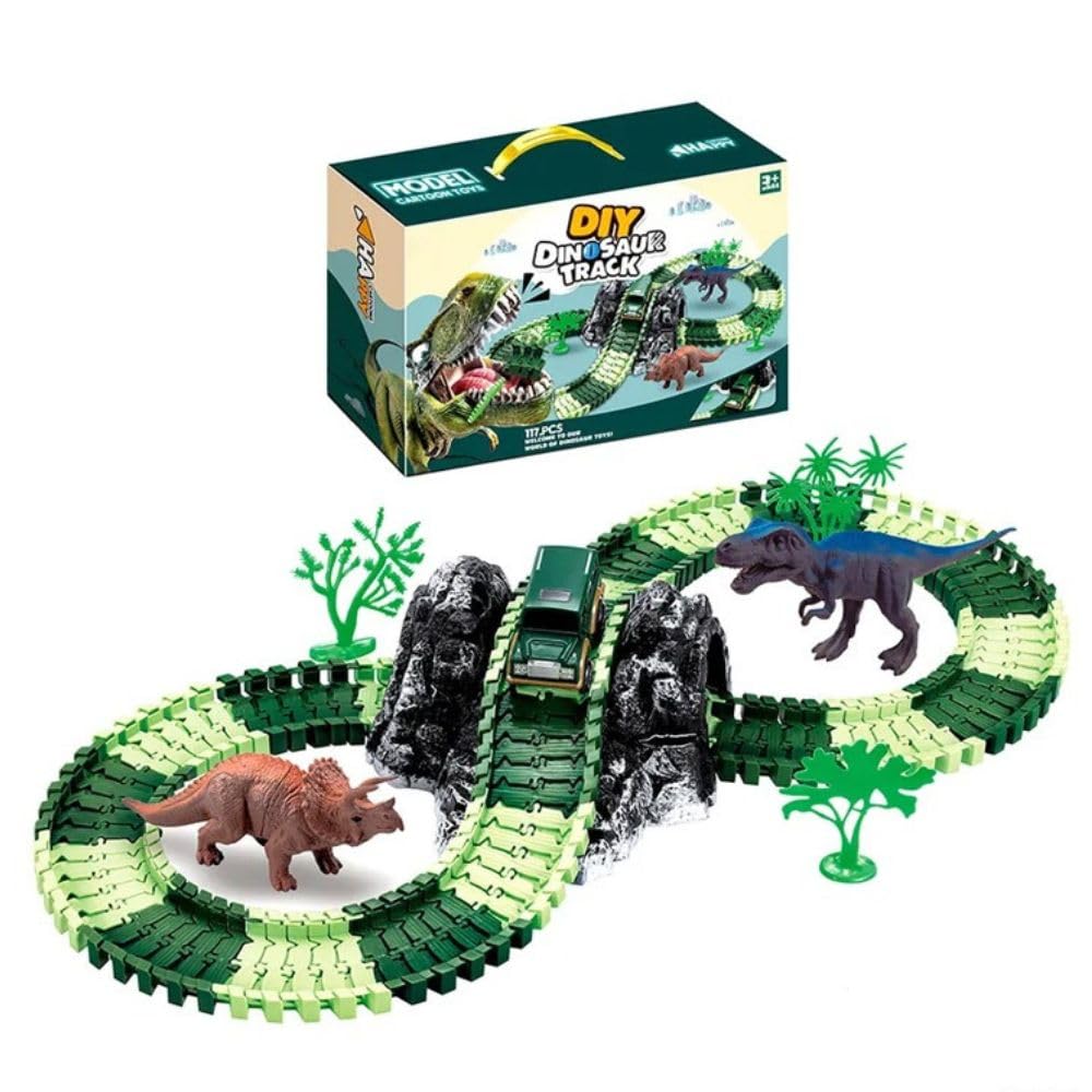 DIY Dinosaur flexible race Toy Track Set for Kids 117-pcs