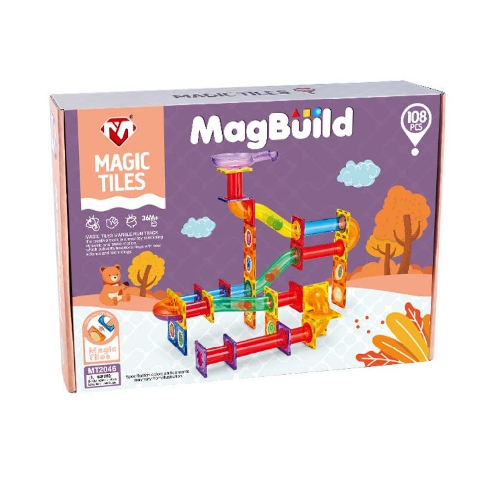 Magbuild Magnetic Marble Run Blocks 108 Pcs