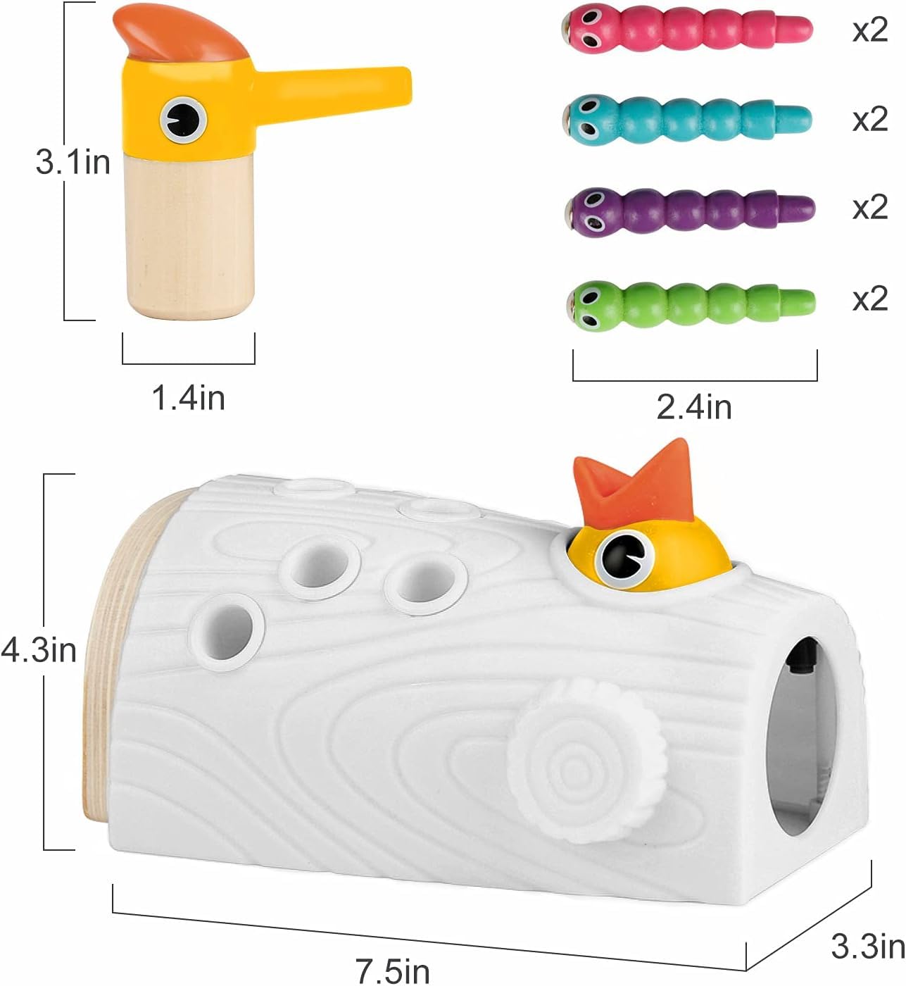 Magnetic Sorting & Stacking Toys Woodpecker Montessori Toddler Fine Motor Skills Sensory Learning Toys