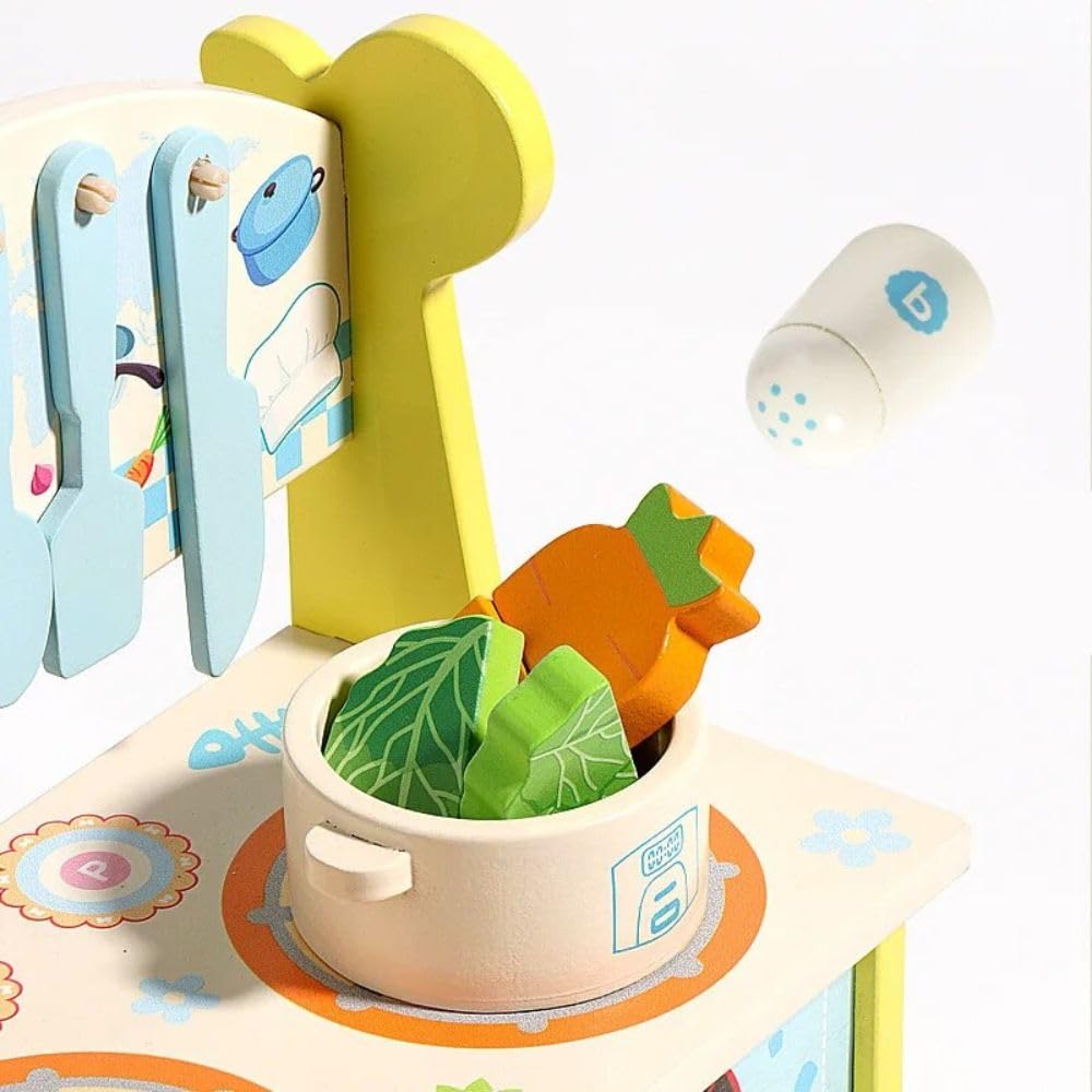 Wooden Pretend  Utensils Accessories Toy Kitchen Set