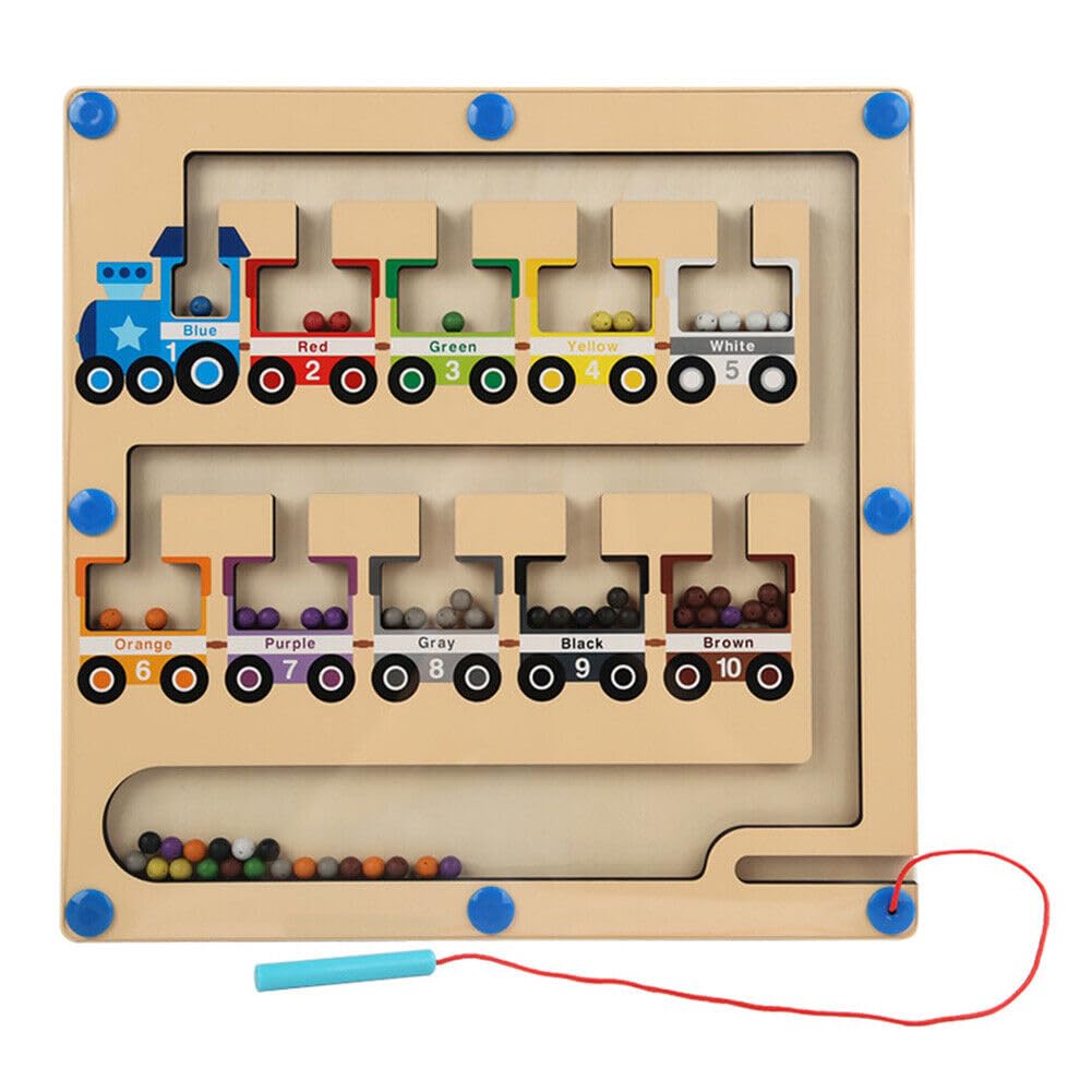 Magnetic Color and Number Maze Board Puzzle-Counting, Matching and Fine Motor Skills