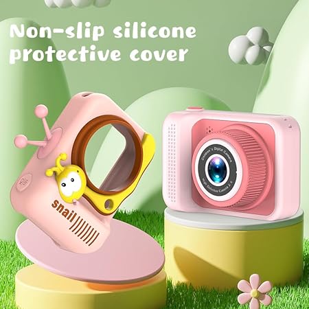 Camera Toys with Silicone Cover, Digital Mini Camera for Kids with Video Recording & in-Built Games- 2.0-inch Screen- Toys for 3-12 Year Old Boys Girls- Black