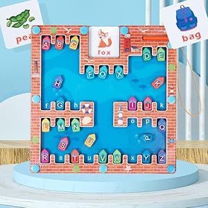 Magnetic Alphabet & Spelling Maze Puzzle- Wooden Fine Motor Skills Toys - Learn ABC & Spellings- Matching Game for Toddlers-Travel Games for Kids- Yacht