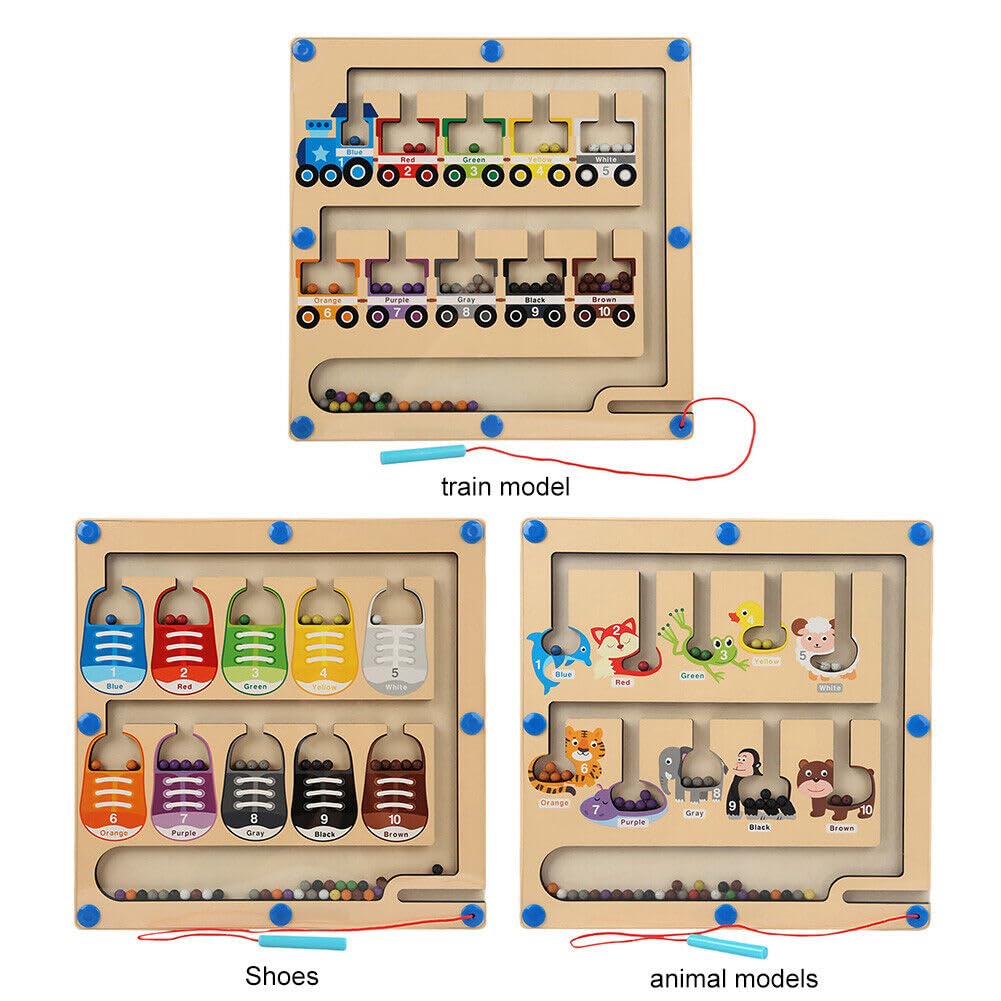 Magnetic Color and Number Maze Board Puzzle-Counting, Matching and Fine Motor Skills