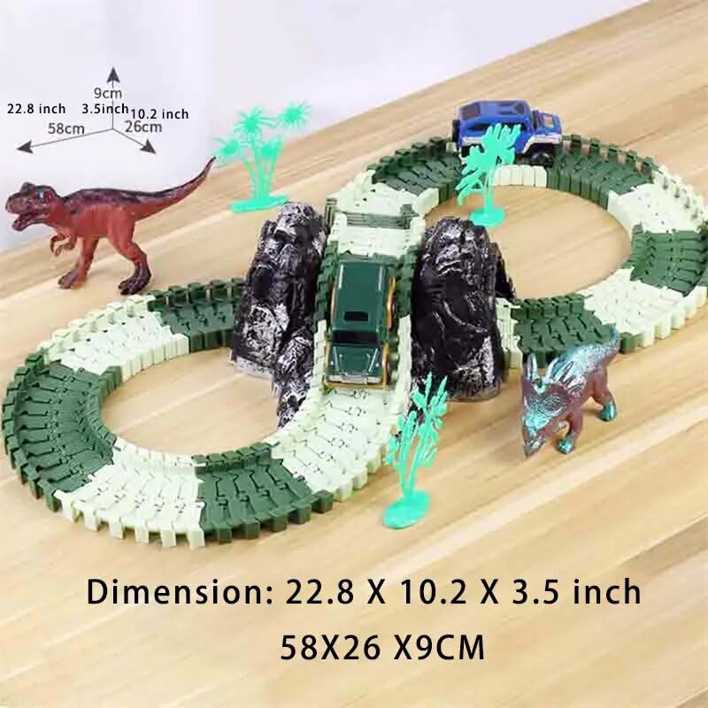 DIY Dinosaur flexible race Toy Track Set for Kids 117-pcs