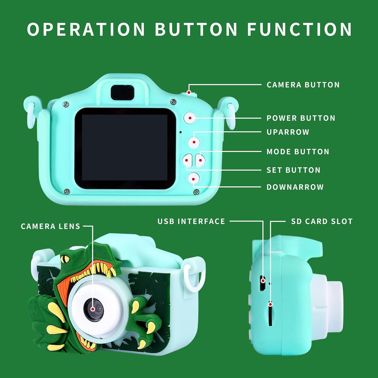 Digital Mini Camera Toys with Dinosaur Silicone Cover