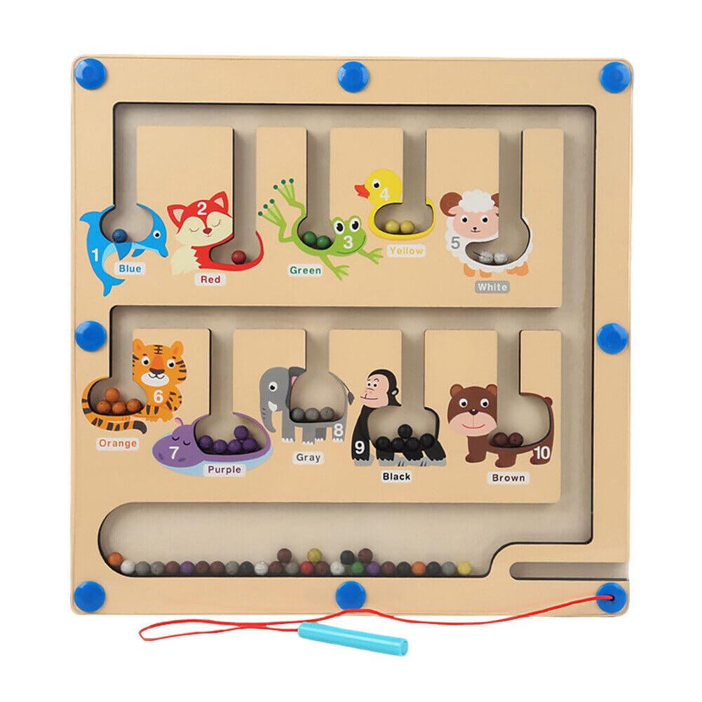 Magnetic Color and Number Maze Board Puzzle-Counting, Matching and Fine Motor Skills